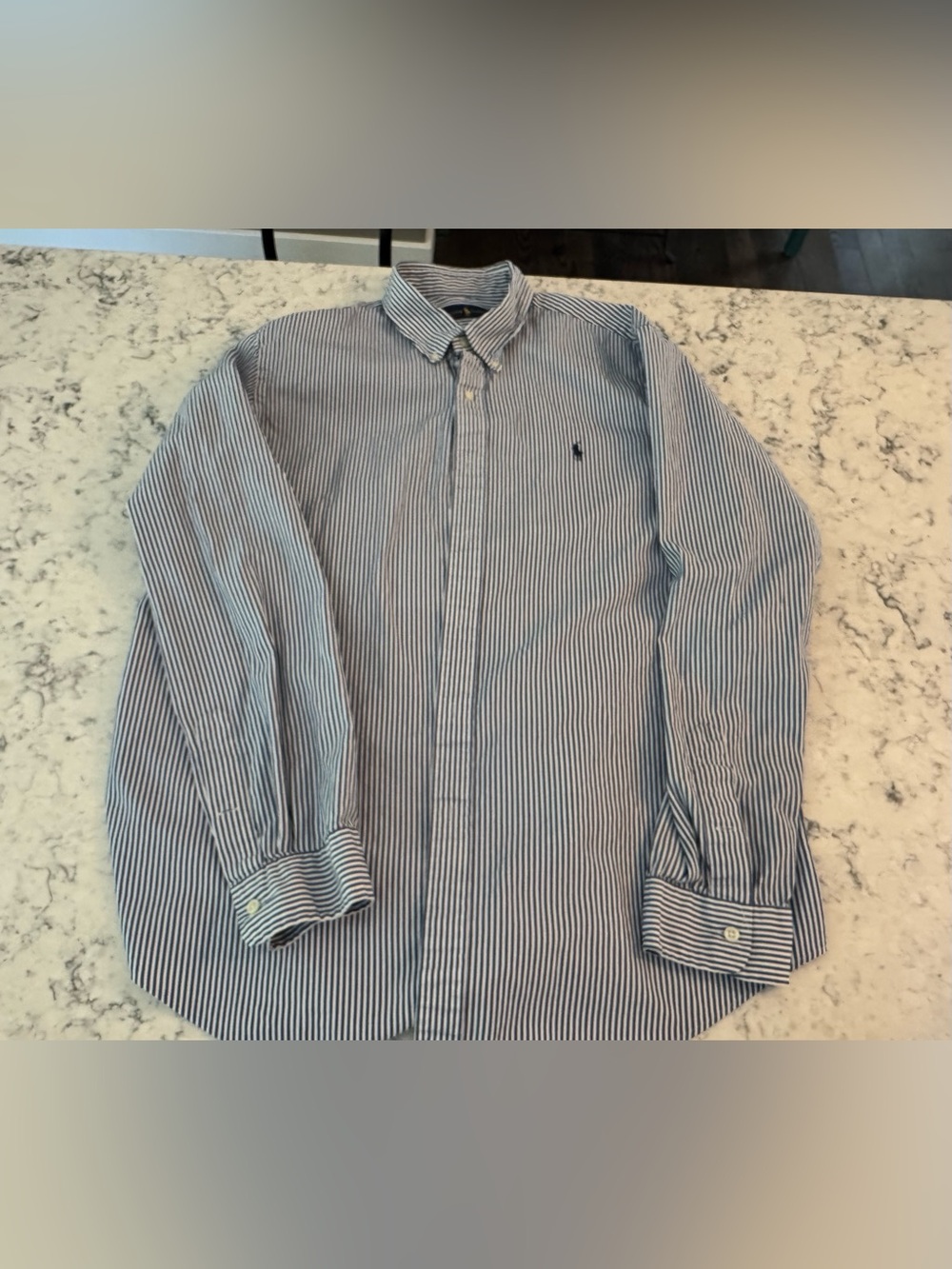 Ralph Lauren Men’s Blue /White Stripe Button-Down Shirt. Men’s XL NWOT‎